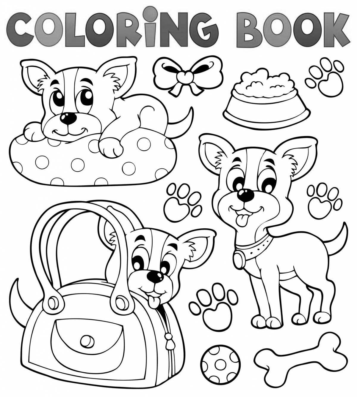 Joyful dog coloring page