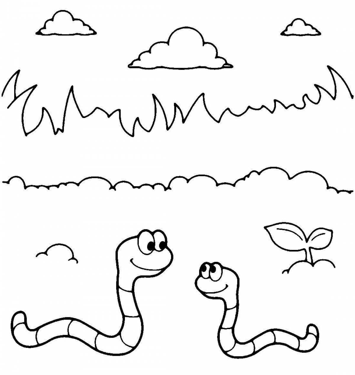 Colorful worm coloring page for kids