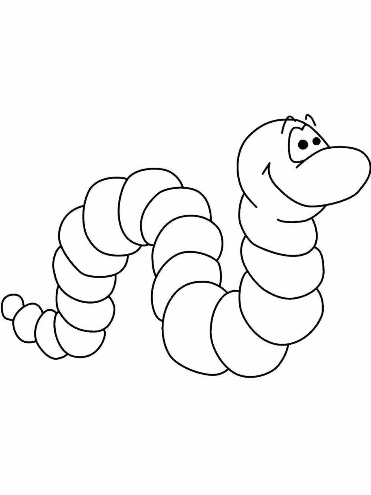 Веселая раскраска червя для детей