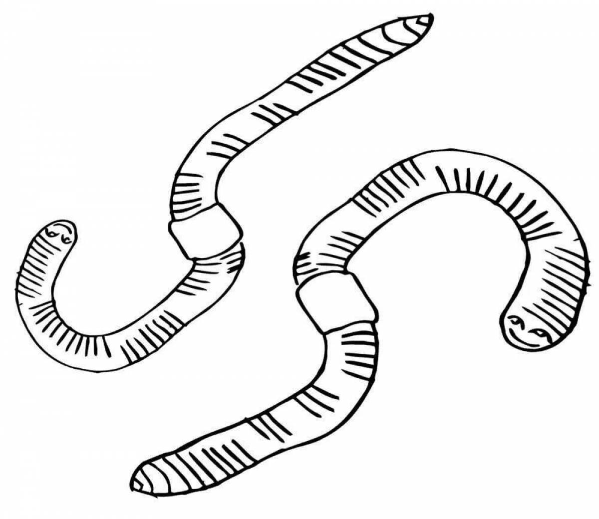 Fun worm coloring book for kids