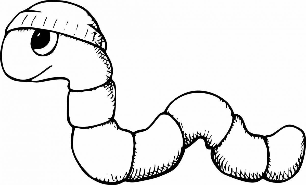 Worm fun coloring for kids