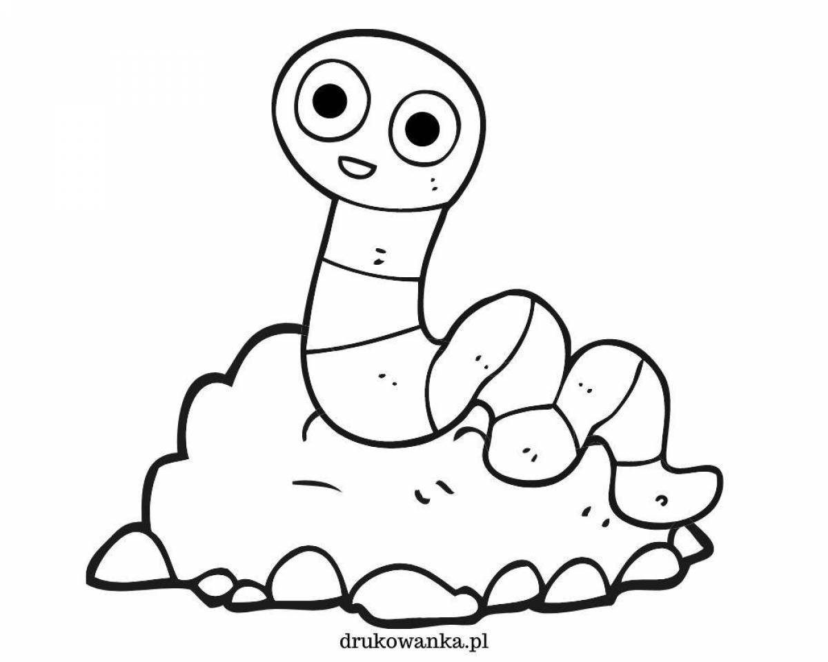 Cute worm coloring for kids