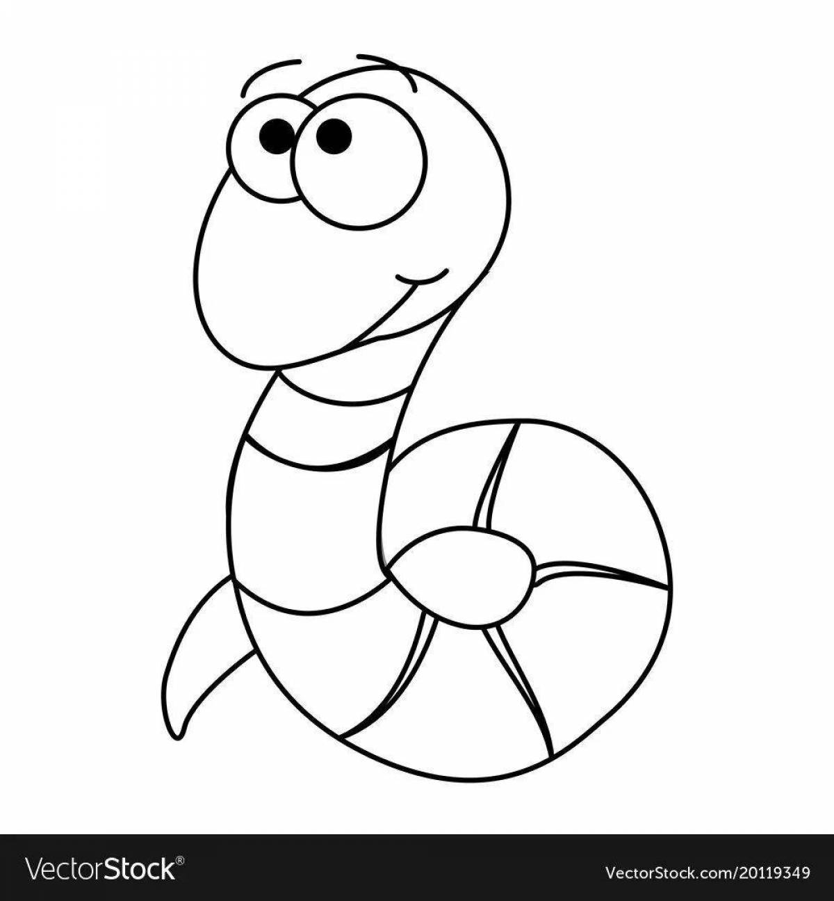 Adorable worm coloring page for kids