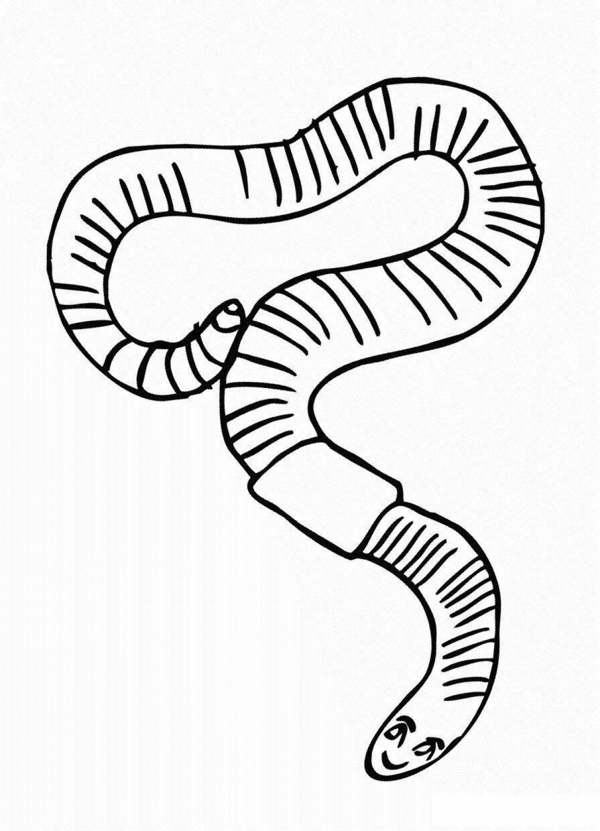 Восхитительная страница раскраски червя для детей