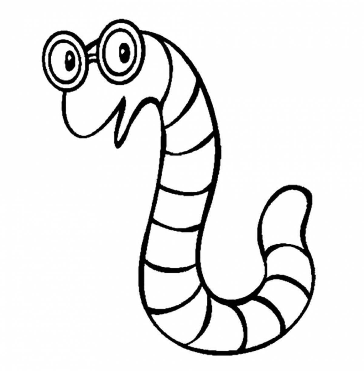 Fun worm coloring for kids