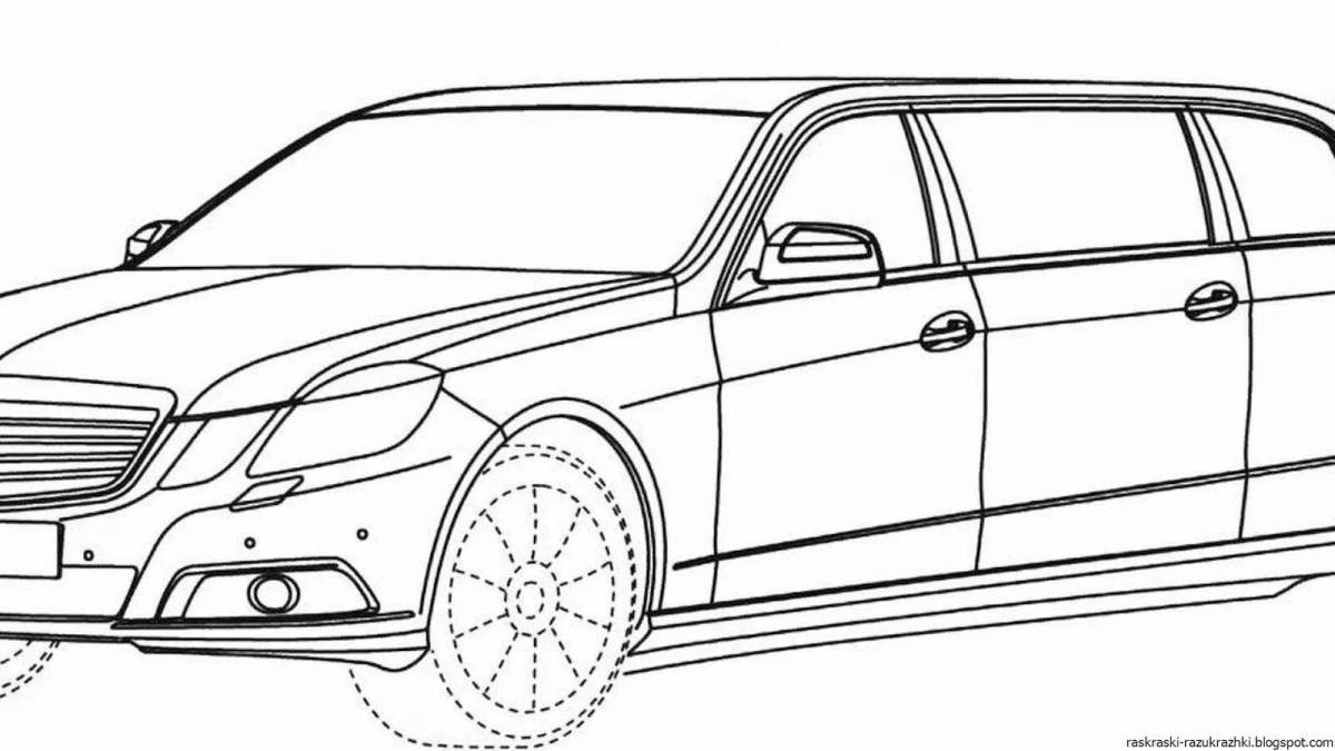 Glowing limousine coloring page for kids