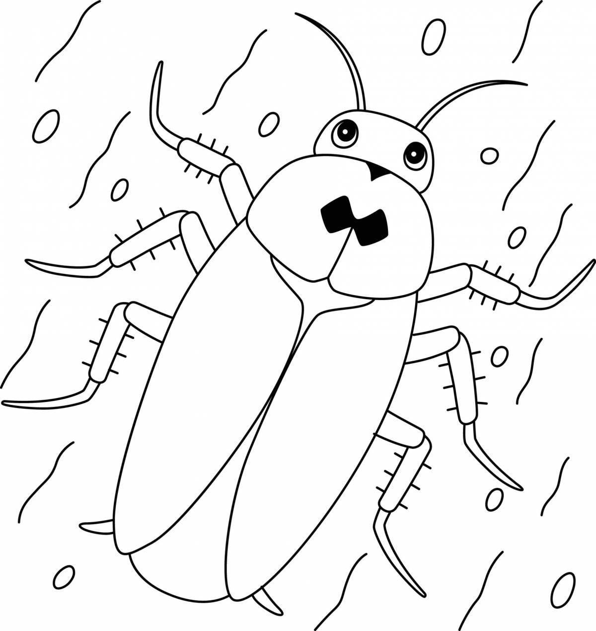 Coloring book happy cockroach for kids