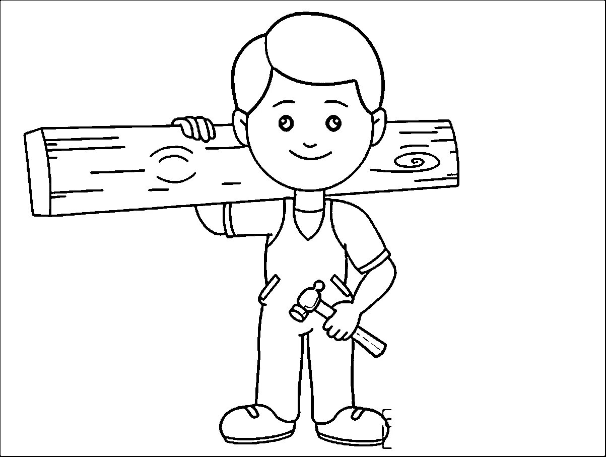 Cute carpenter coloring for kids