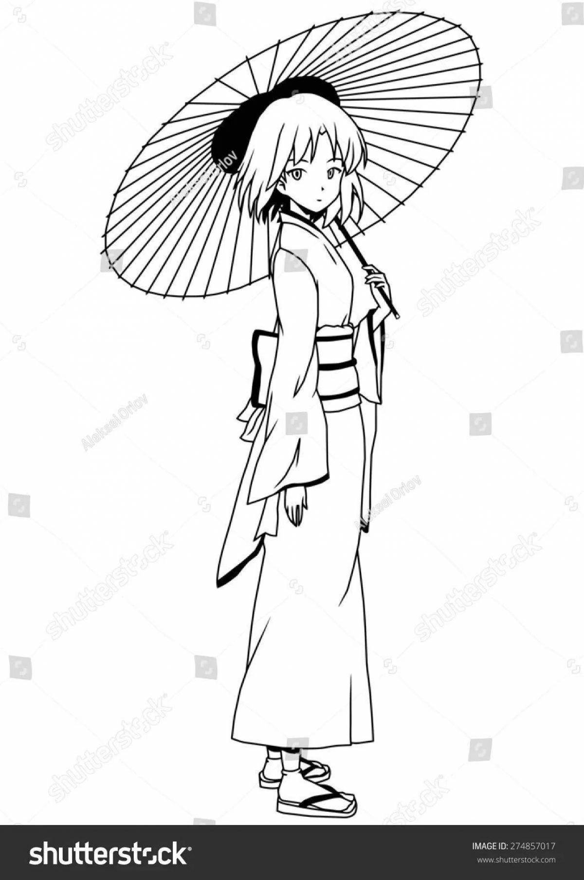 Adorable kimono coloring page for kids