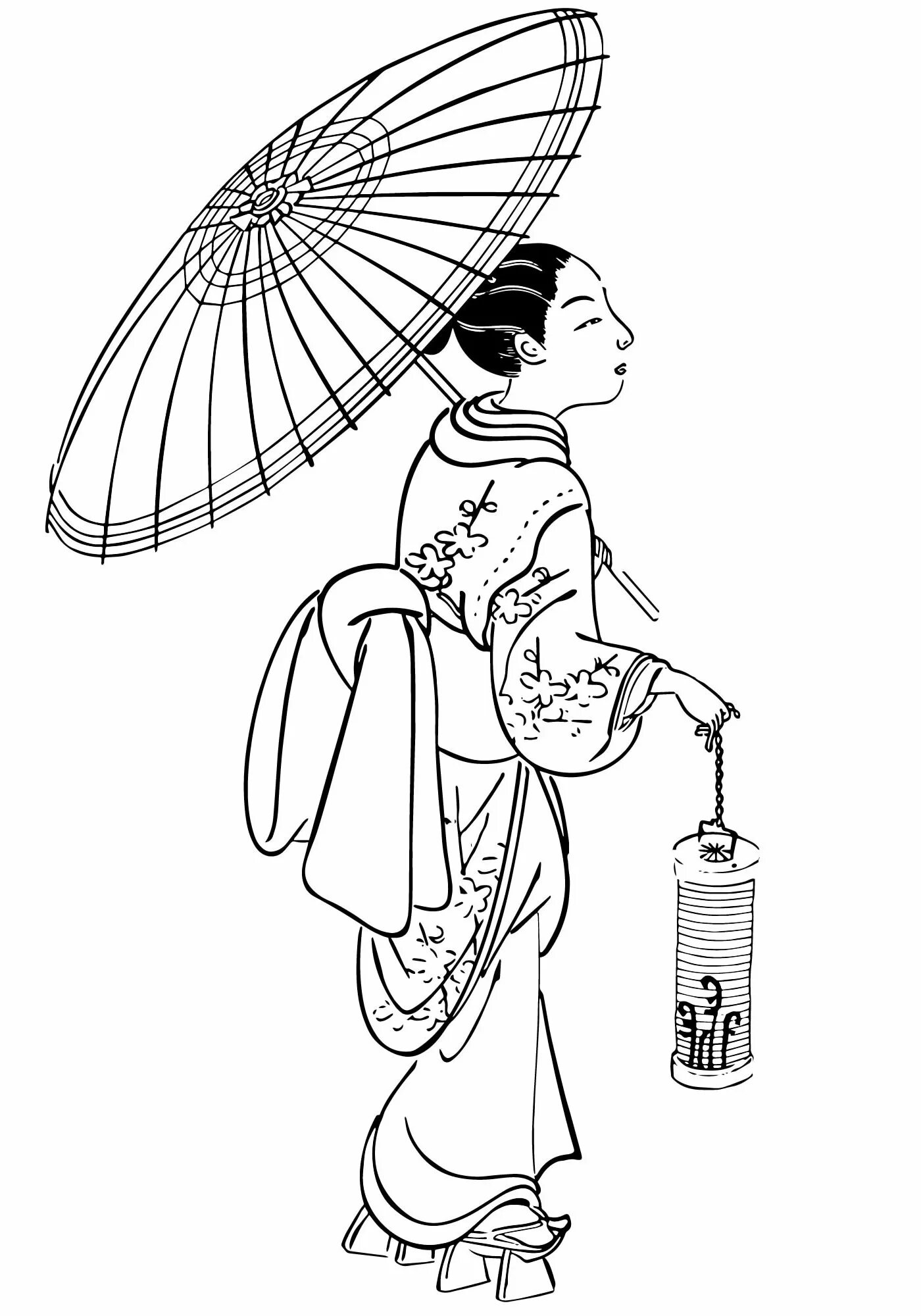 Уникальная страница раскраски кимоно для детей