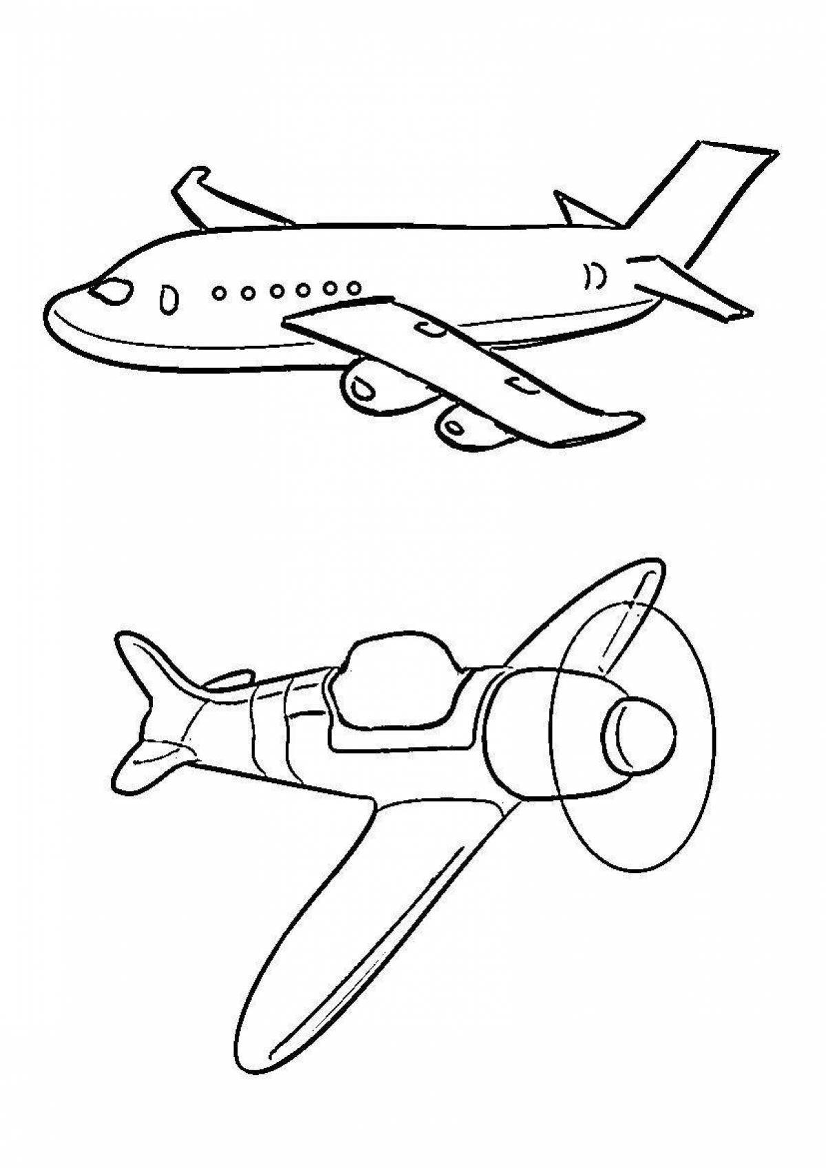 Раскраска очаровательный самолет для детей