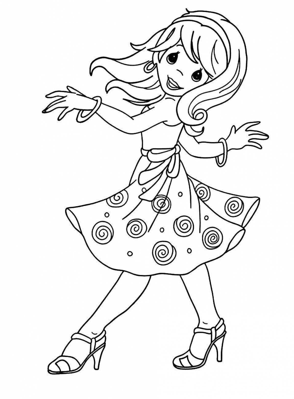 Funny dancing coloring pages for kids