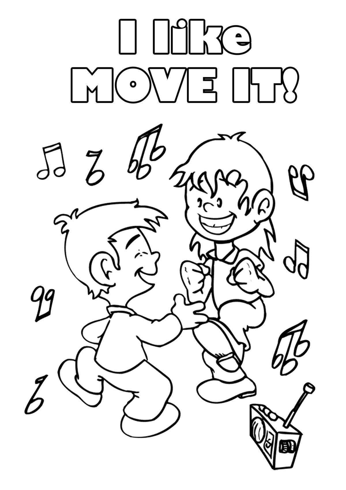 Children's dancing coloring book for kids
