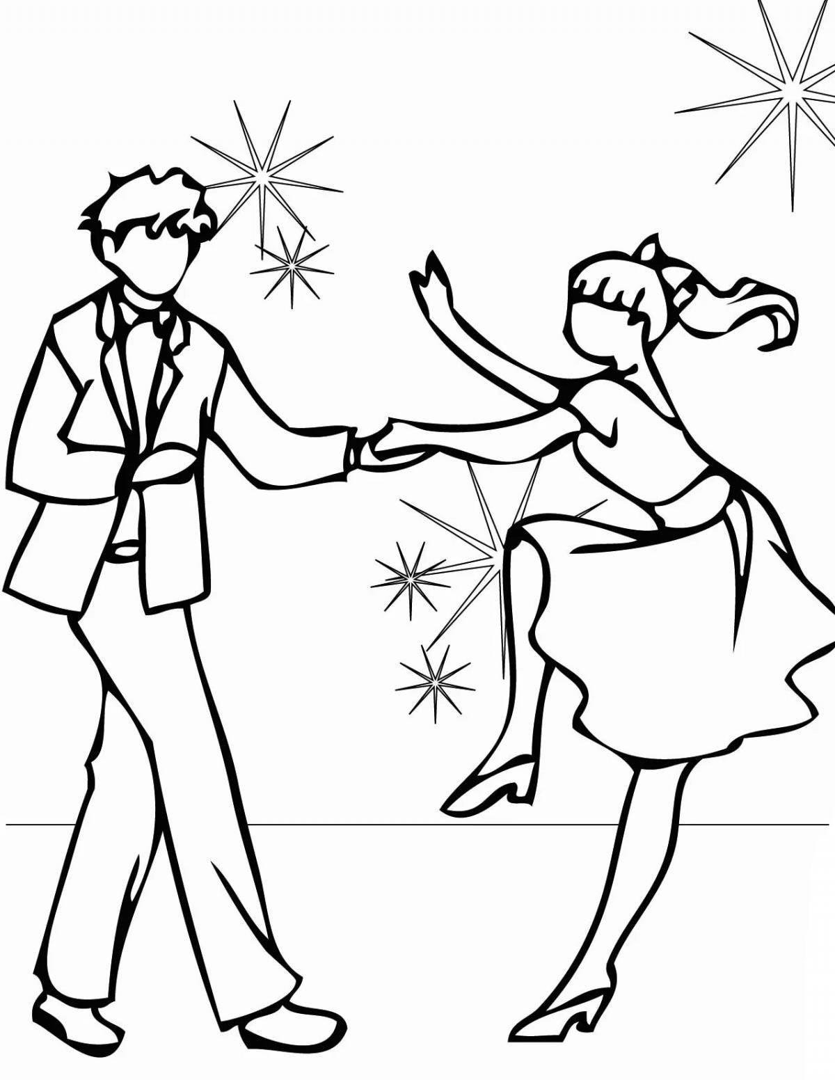 Sparkly dance coloring for kids