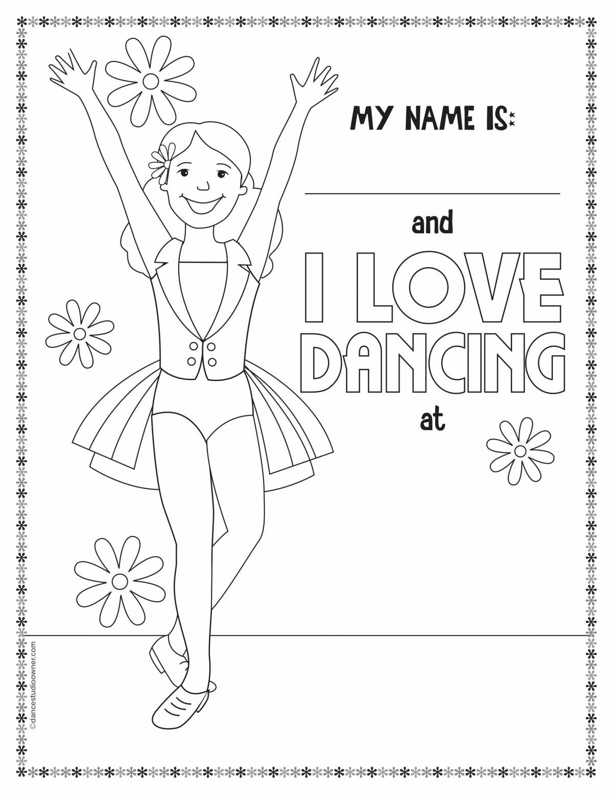 Sparkly dancing coloring pages for kids
