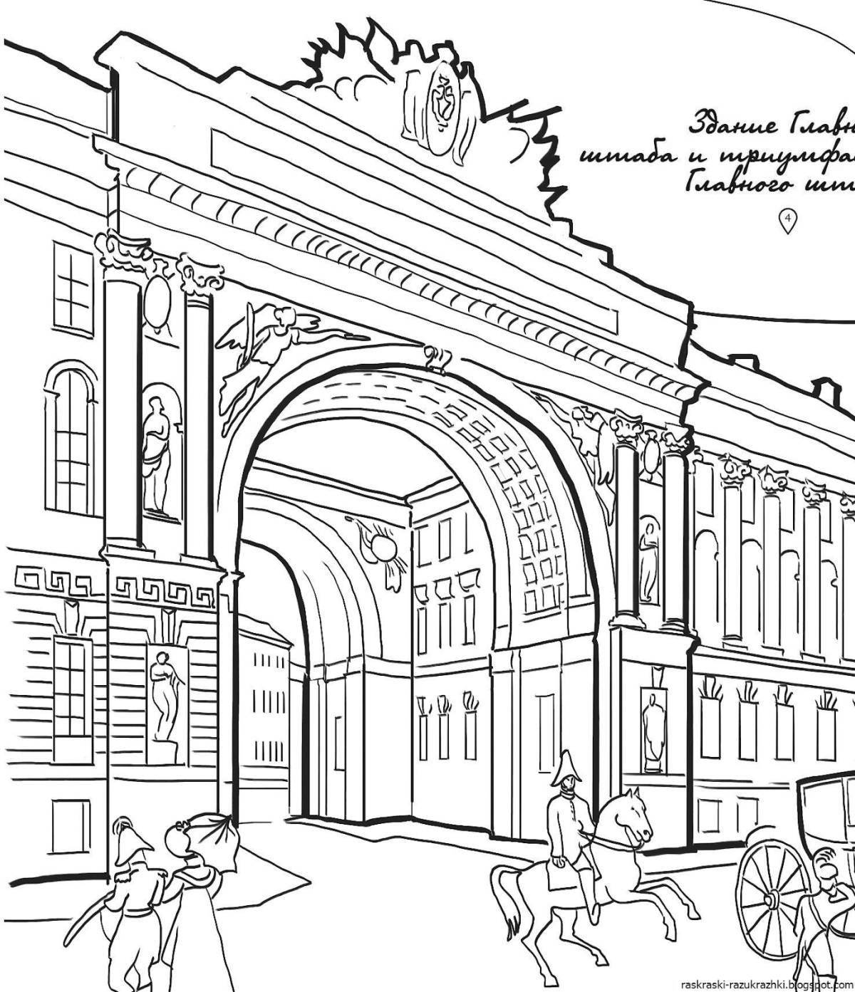 Playful museum coloring page