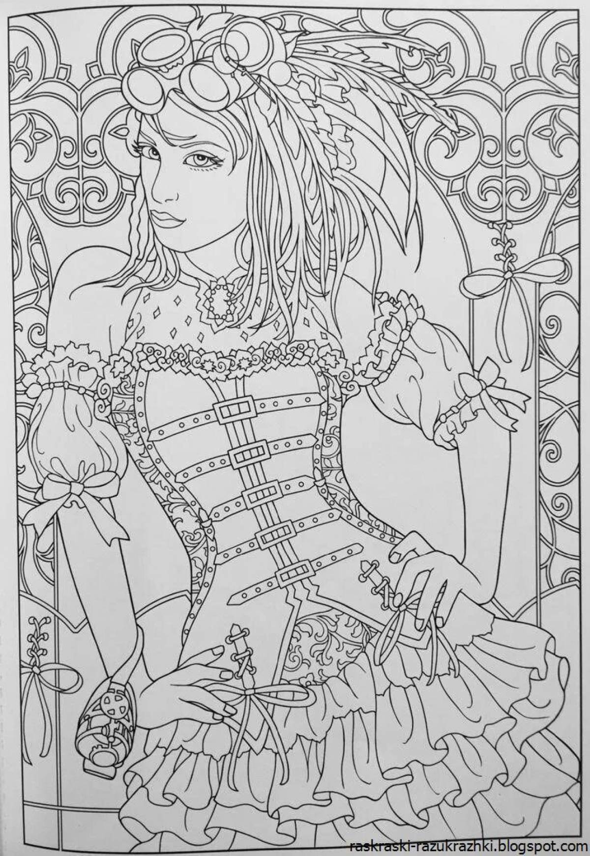 Bold coloring page heavy for girls