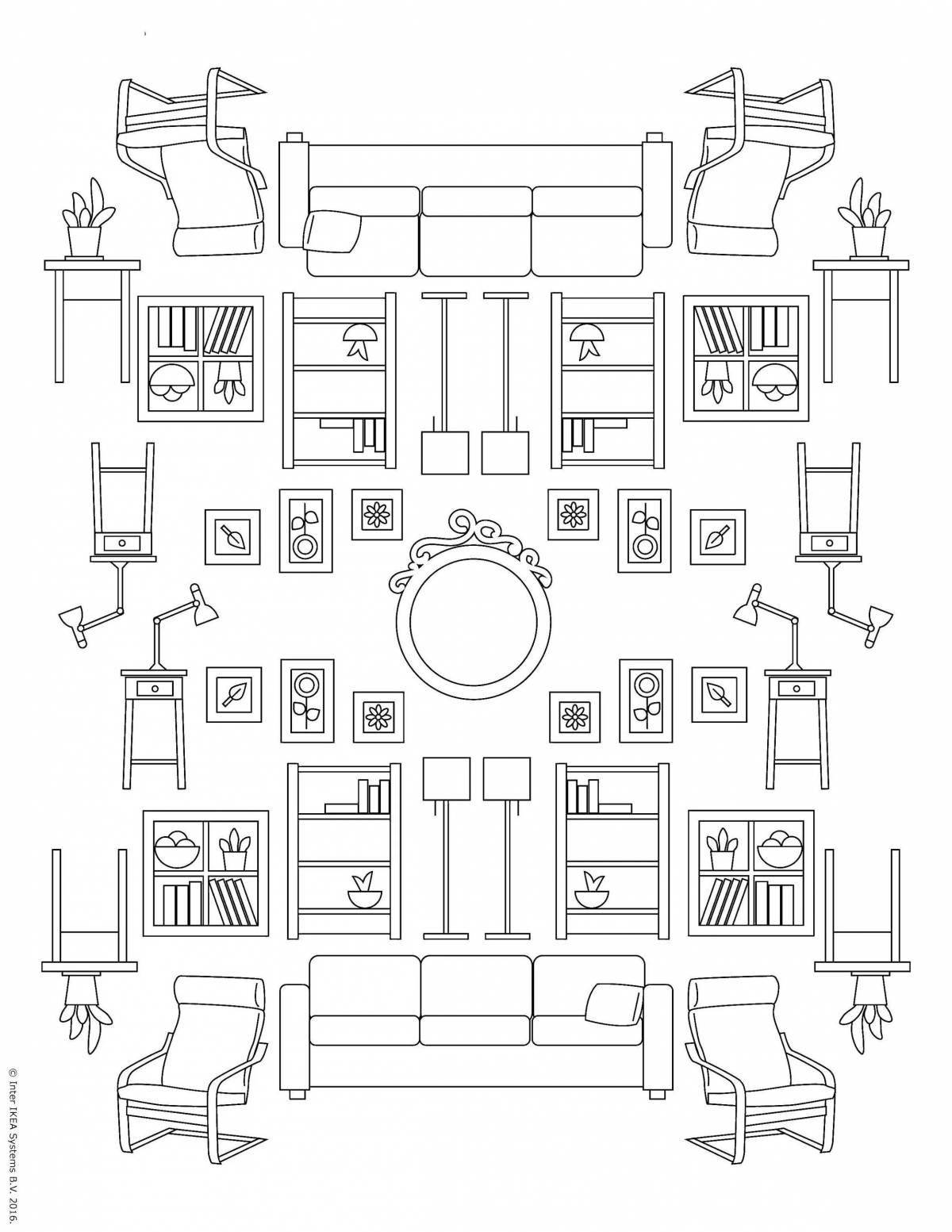 Harmonious furniture coloring page