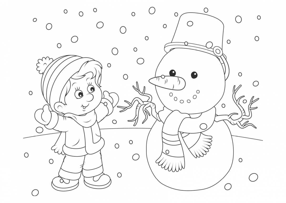 Playful snowball coloring for kids