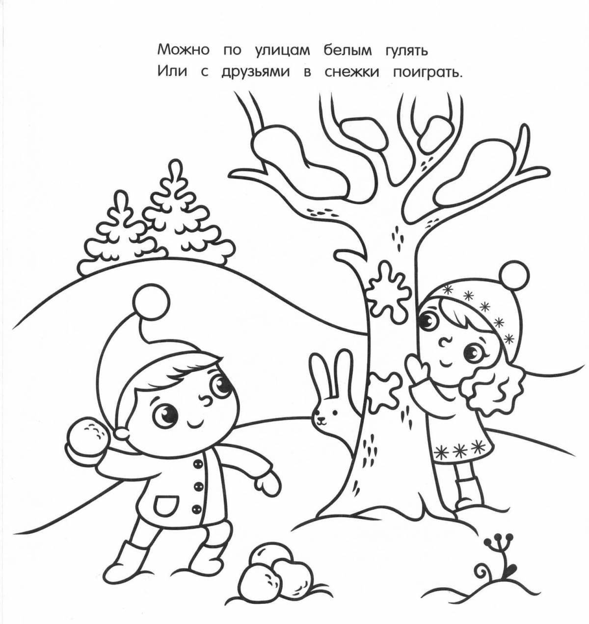 Amazing snowball coloring pages for kids