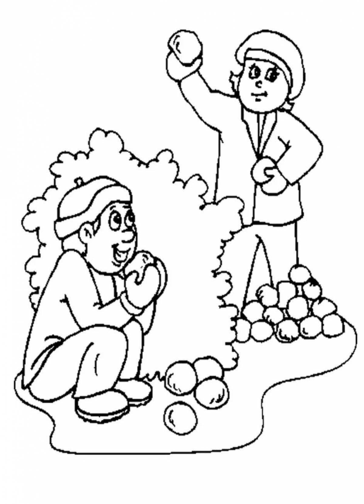 Amazing snowball coloring page for kids