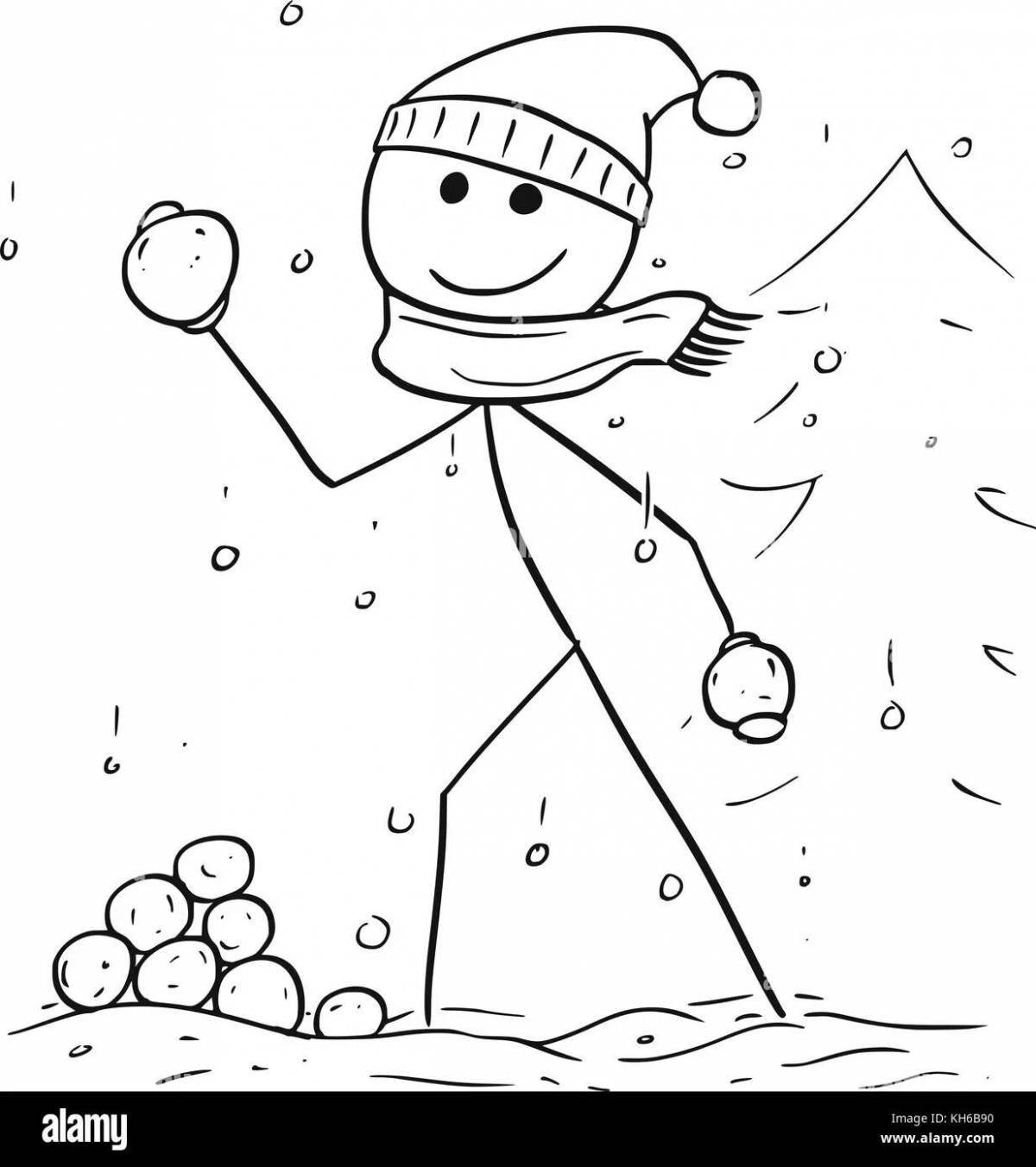 Cute snowball coloring book for kids