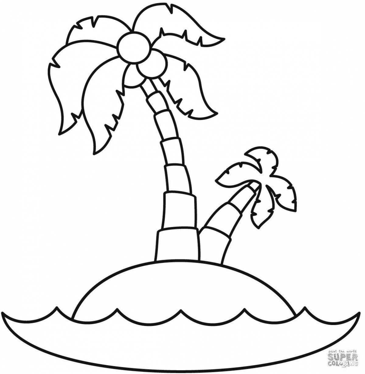 Coloring page happy island for kids