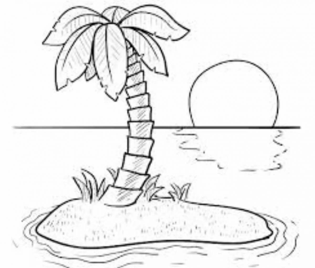 Coloring exotic island for kids