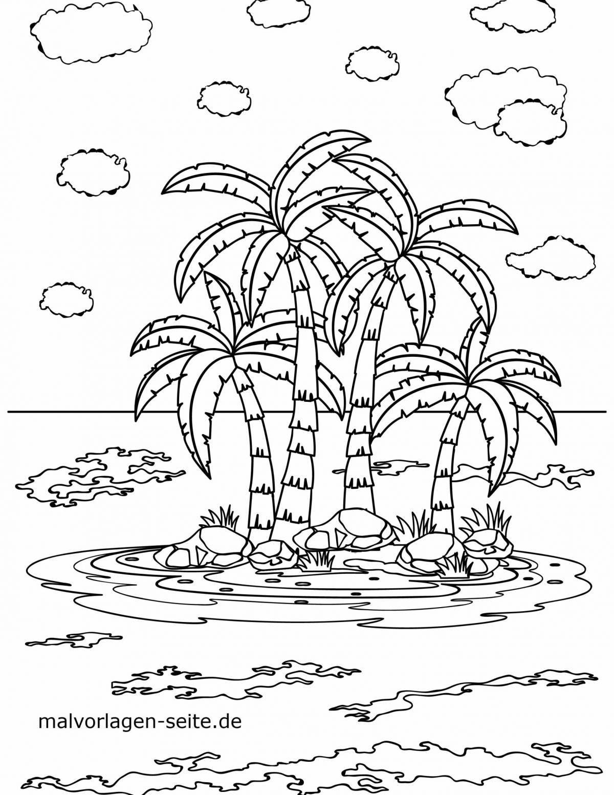 Coloring page happy island for kids