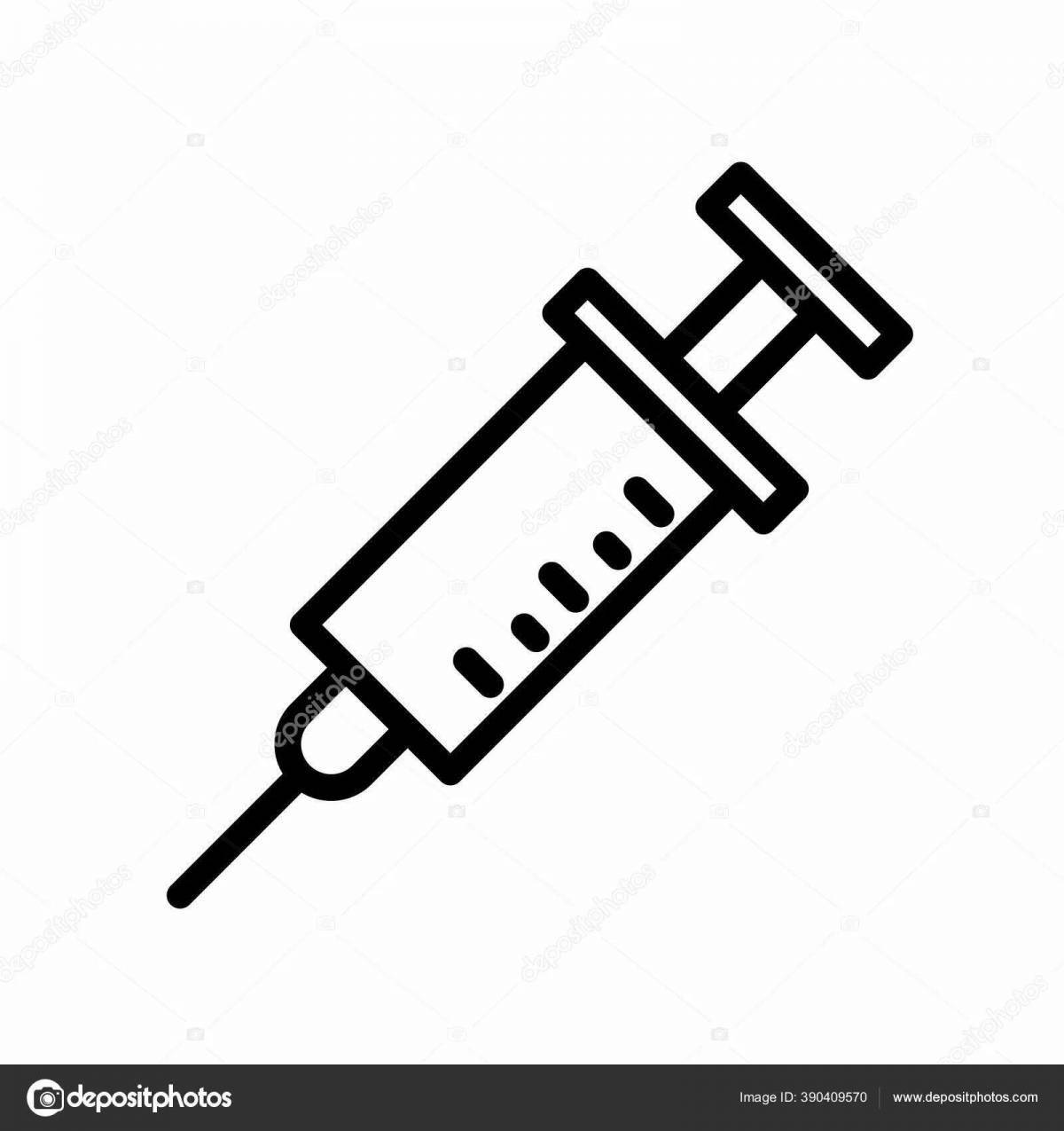Coloring Page for Syringe for Toddlers