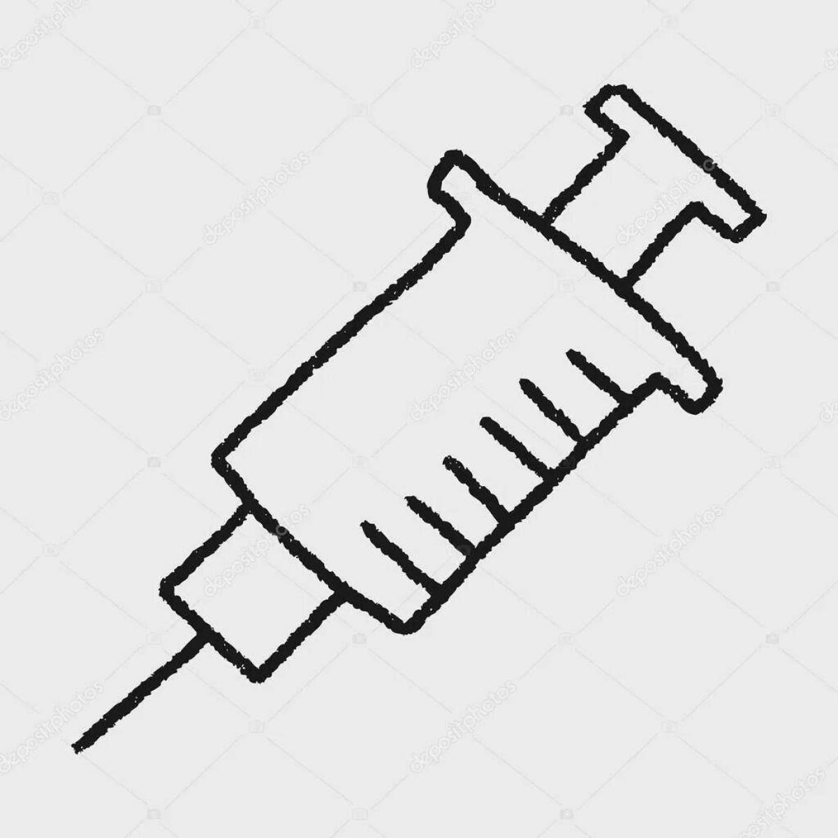 Playful baby syringe coloring page