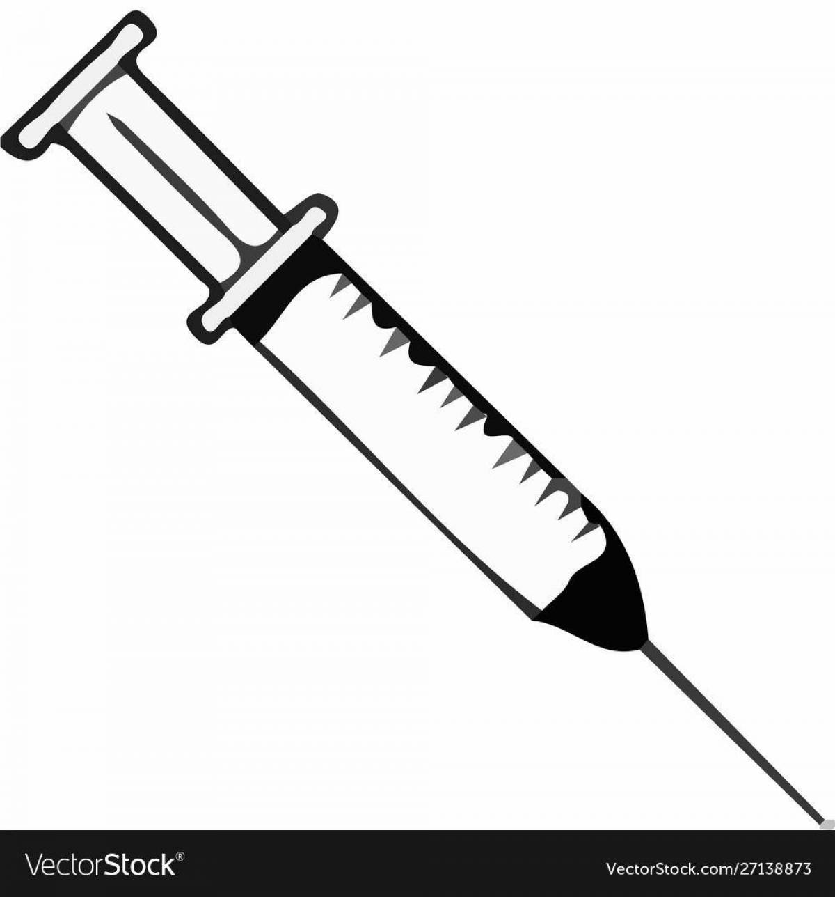Glowing Syringe Coloring Page for Toddlers