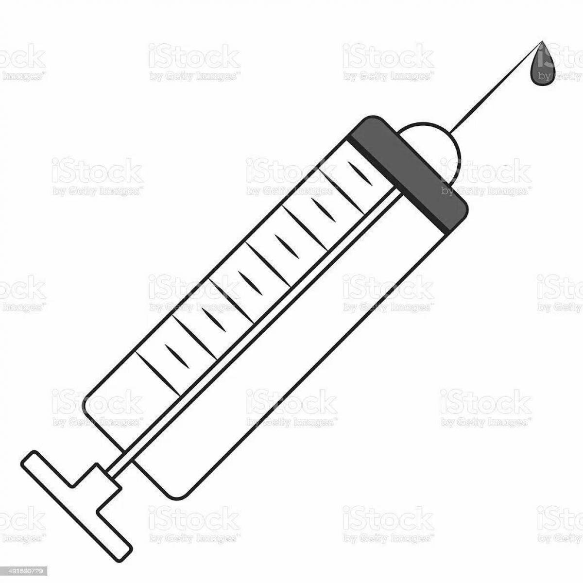 Sparkling Syringe Coloring Page for Toddlers
