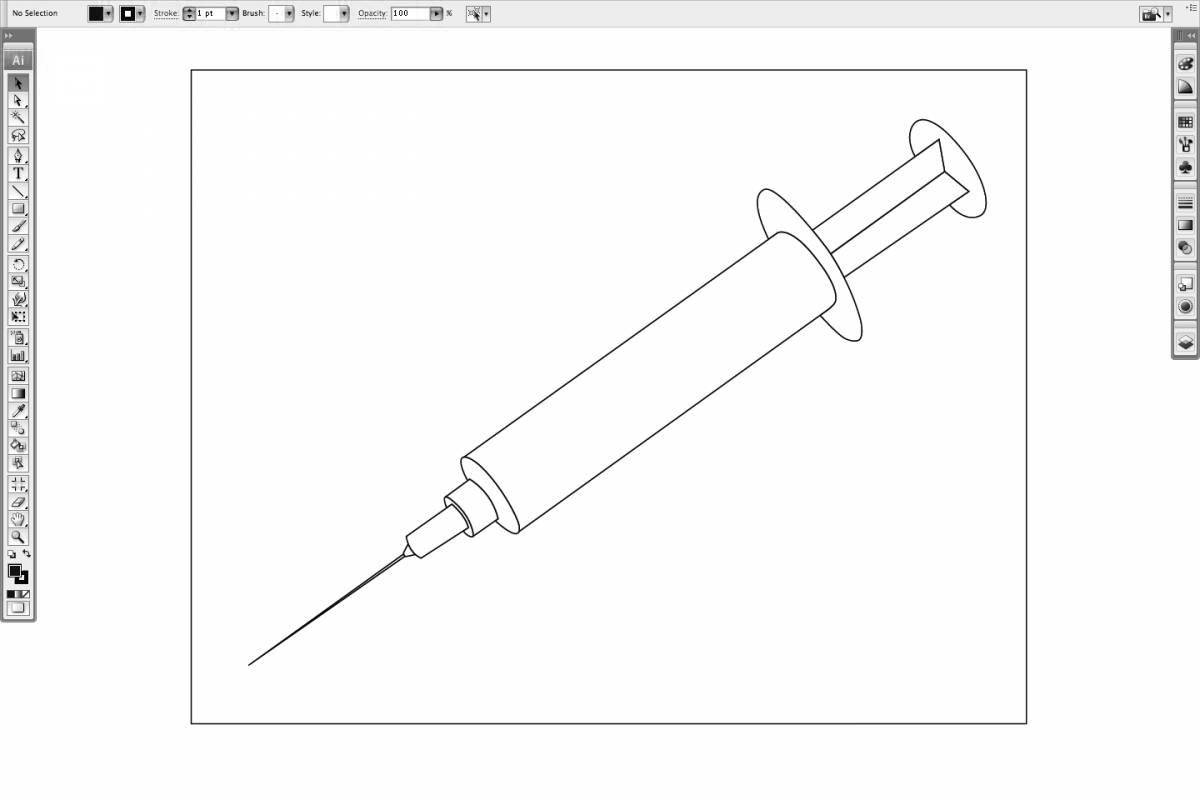 Animated Preschool Syringe Coloring Page