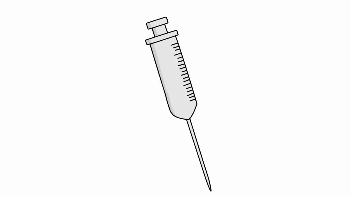 Adorable syringe coloring page for kids