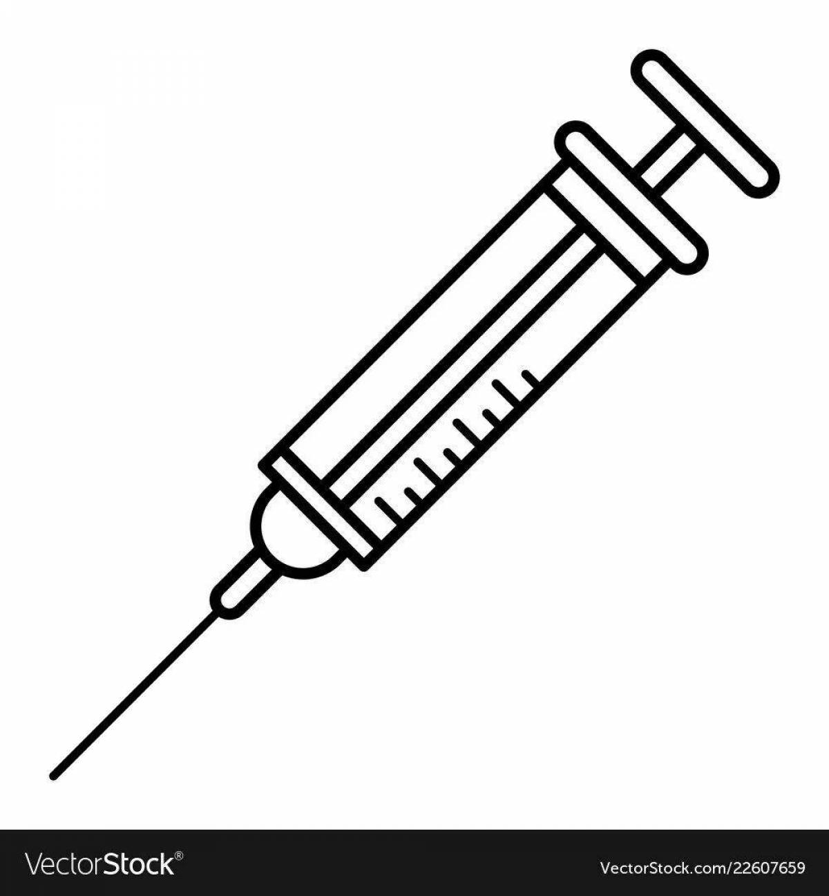 Adorable syringe coloring page for kids