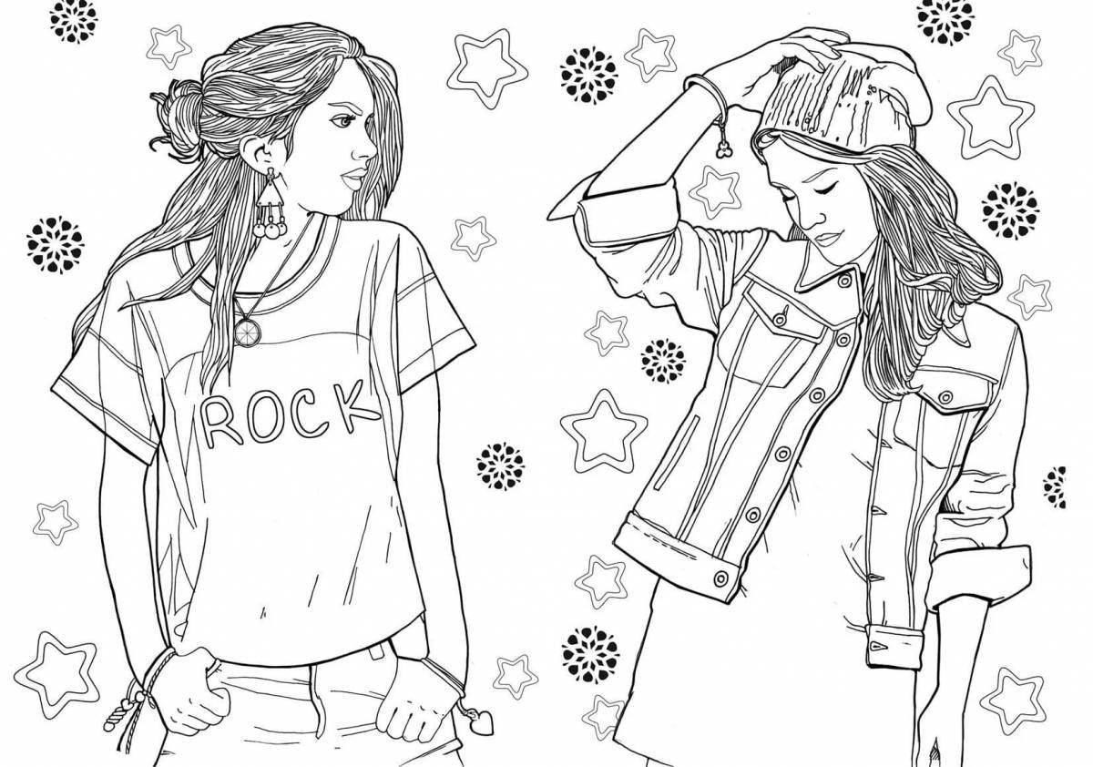 Adorable fashion coloring for girls