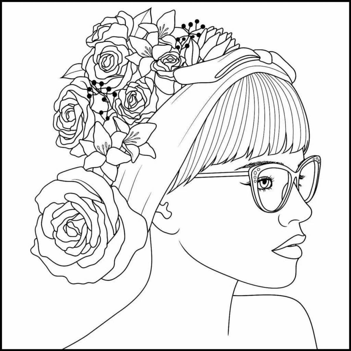 Color-brilliant coloring page fashion for girls