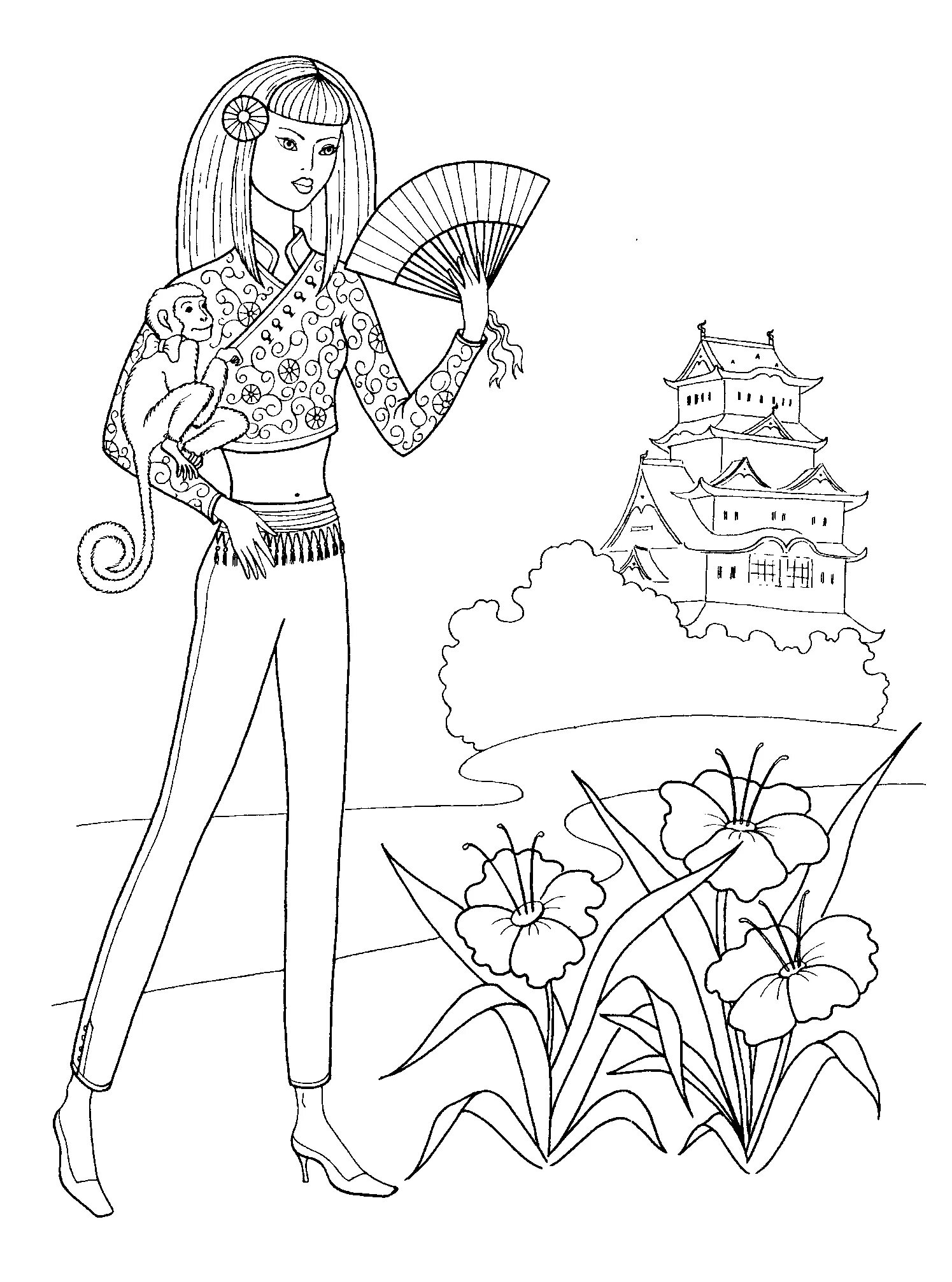 Color-radiant coloring page fashion for girls