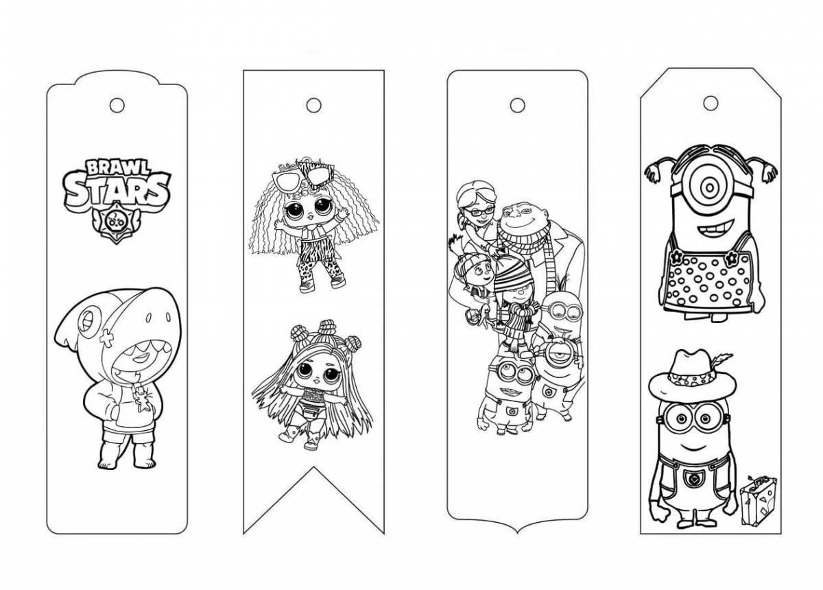 Cute coloring bookmark for girls