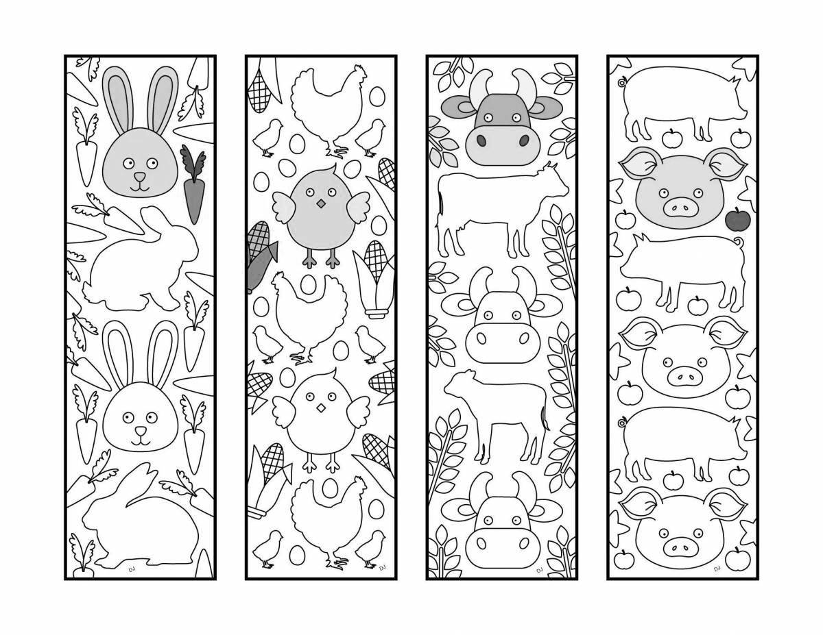 Playful coloring bookmark for girls