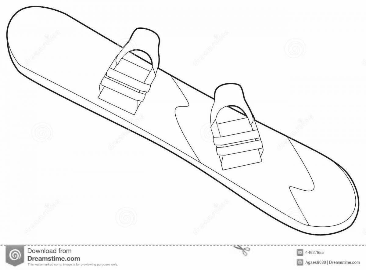 Vibrant snowboard coloring page for kids