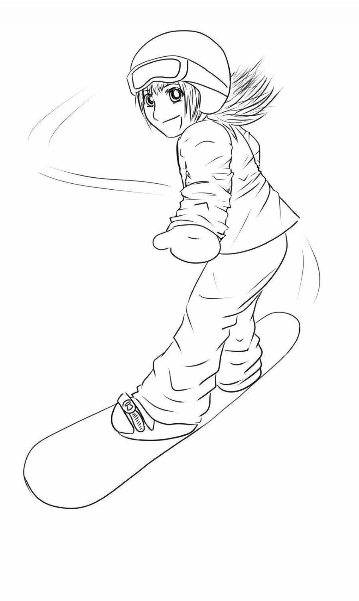 Outstanding snowboard coloring page for kids