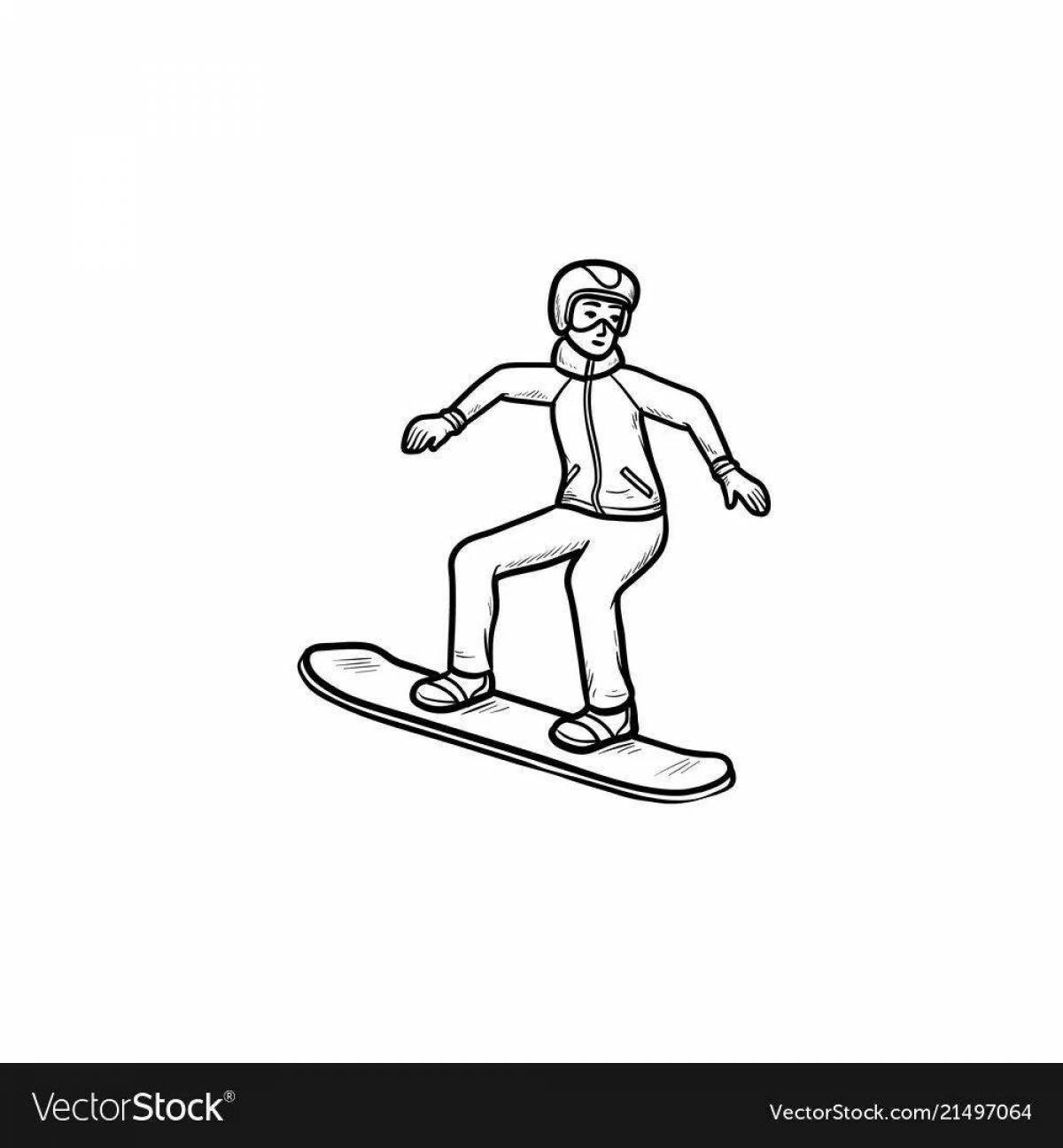 Amazing snowboard coloring page for kids