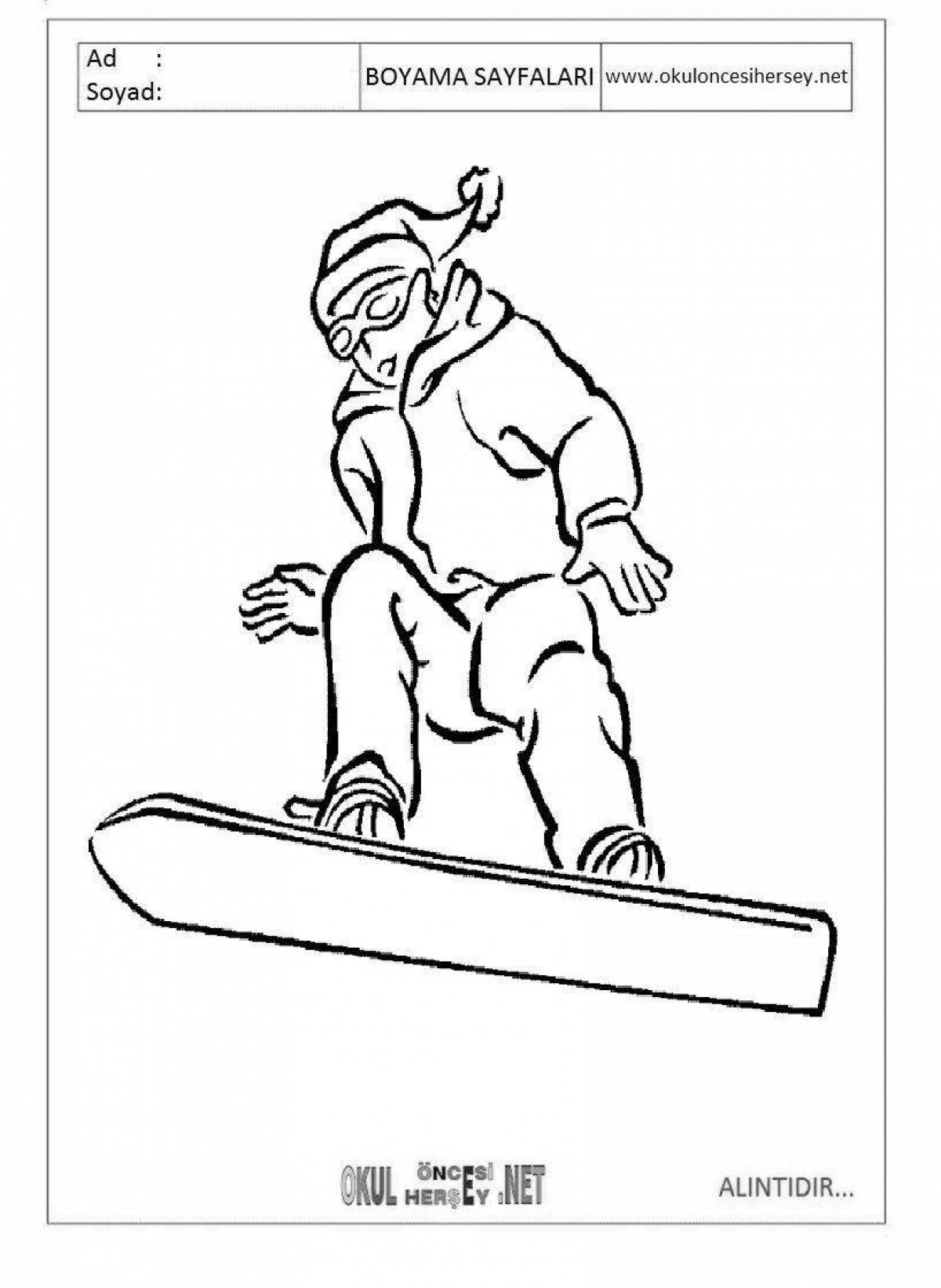 Wonderful snowboard coloring book for kids