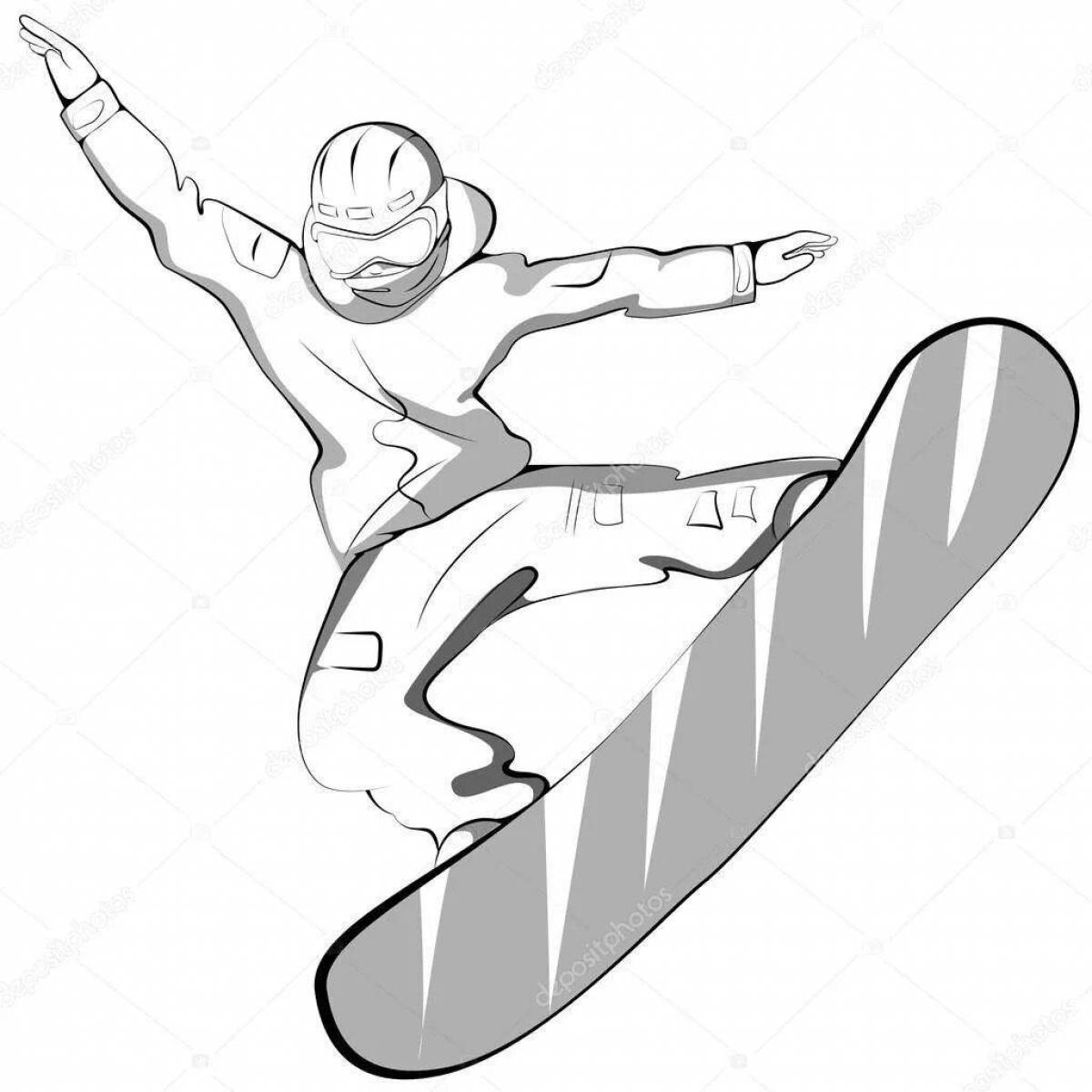 Awesome snowboard coloring page for kids