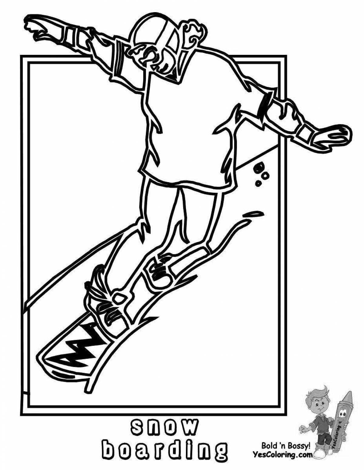 Snowboard bright coloring book for kids