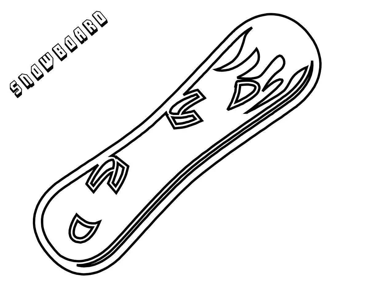 Color-fantastic snowboard coloring page for kids
