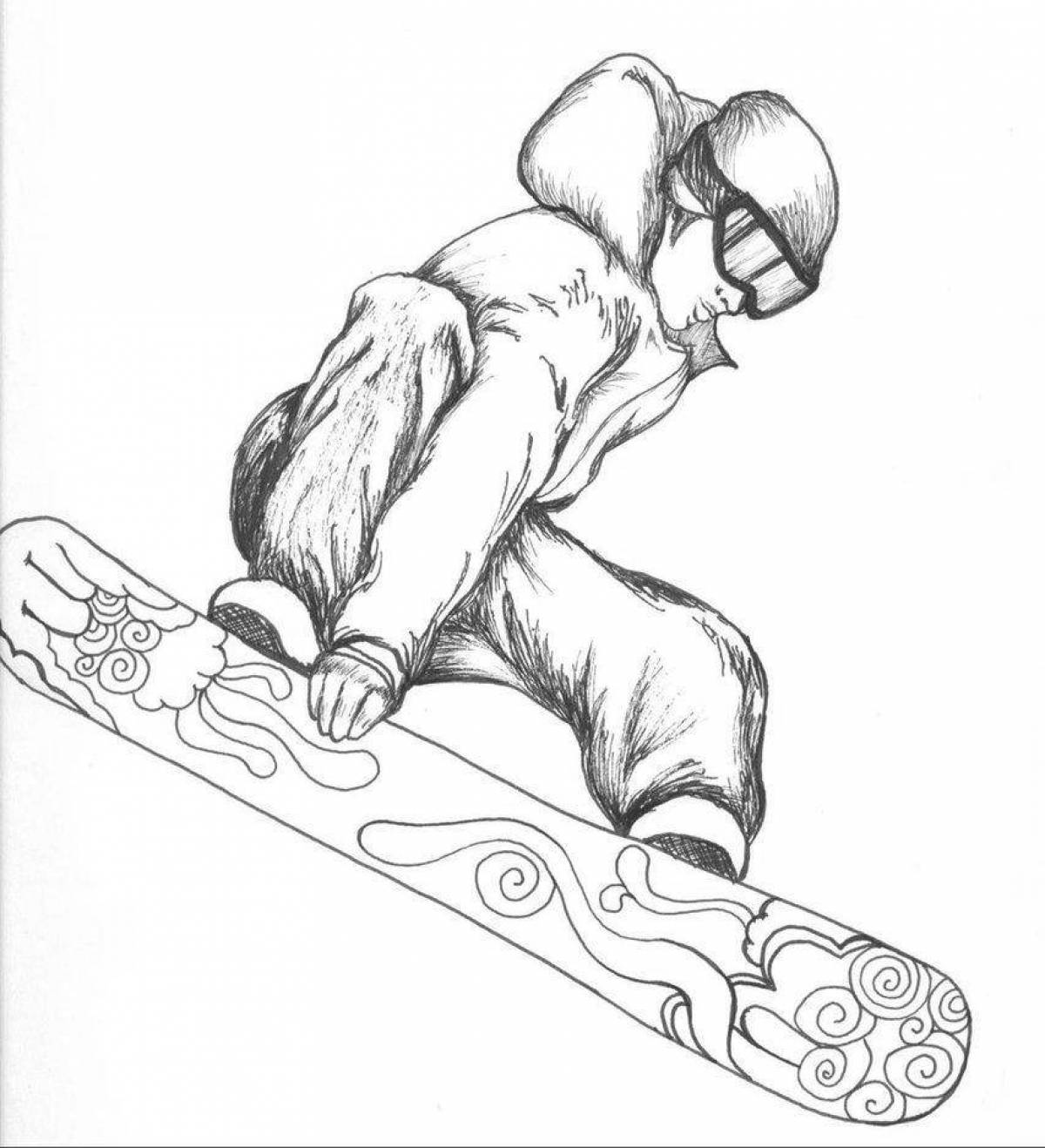Gorgeous snowboard coloring book for kids