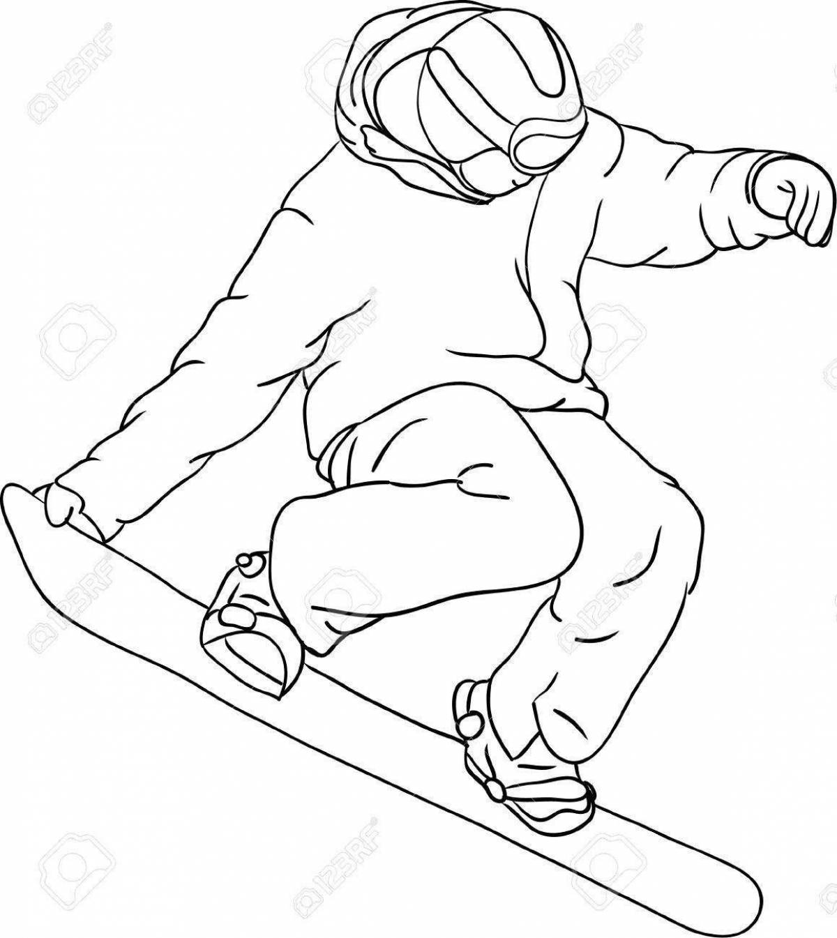 Snowboard coloring page for children